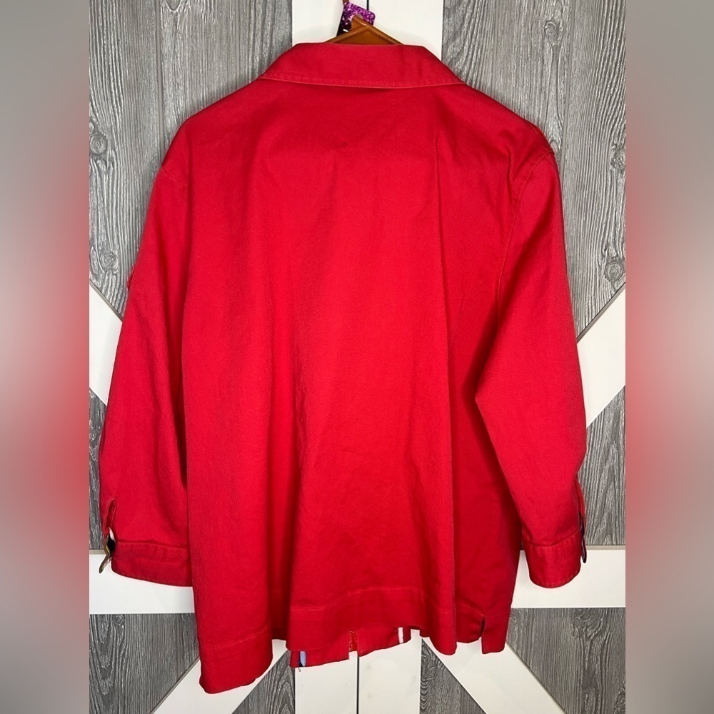 055. Erin London Zip Up Rain Jacket Red, Large - Picture 4 of 4